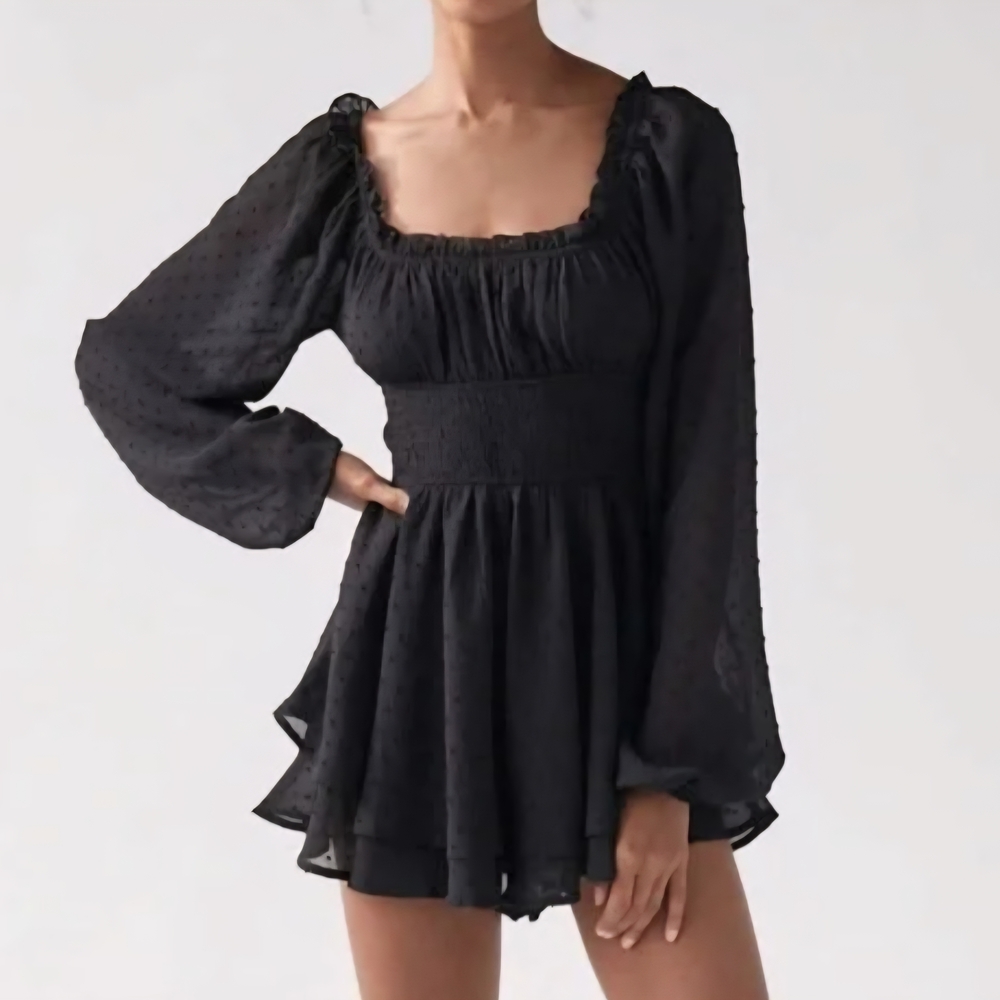 Urban Outfitters Black Long Sleeve Romper